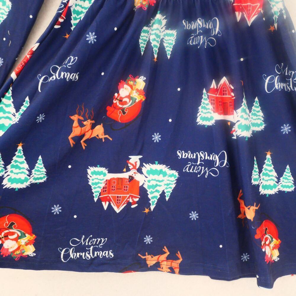 NEW PatPat Girl's 5-6 Merry Christmas Dress Santa Reindeer Blue Long Sleeve - Picture 5 of 8